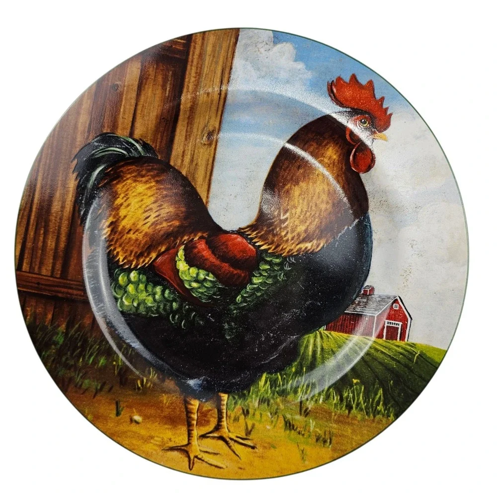 David Carter Brown‎ Collection Rooster Plates Set of 4 Farmhouse Country Decor